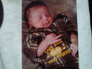 Baby model JACRYS aka POCO PERRO wearing BABY SOUL brown plaid button down short sleeve shirt
