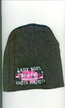 LADY SOUL black toboggan(Embroided words & Soul-full logo view)

