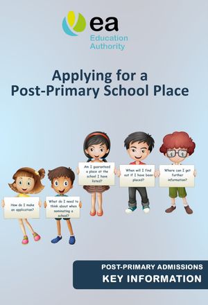 Please click on this image to download the guidance on how to apply for a post-primary place during February 2022. 