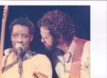 The Master & the Student: The fabled Hubert Sumlin and Bob Angell onstage in 1981.
