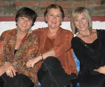 Joan Enguita, Trish Lester and Linda Geleris relax outside El Cid restaurant in Los Angeles
