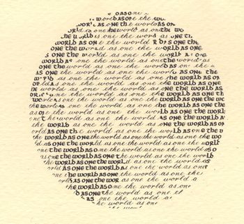 Delene's intricate calligraphy of the world--The World As One

