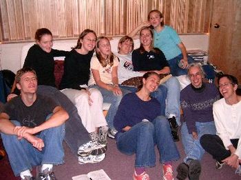 Steve Horst, Dawn, Hosanna, Melody, Noelle, Marielle, Christy, Bethany, me, and Carol in the studio Thanksgiving Friday 2004
