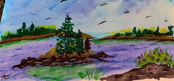 Maine Islands Watercolor
