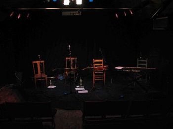 Inside: the Mixed Company stage after our sound check, before the house was opened.

