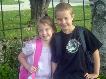 Cameron (8) & Kendra (5) 1st day of school
