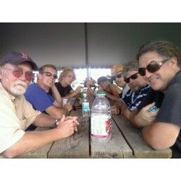 Greg, Scott, Dave, Amy, Papaw, Tom, Gene in the heat at the Country Fever Fest
