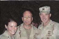 My bud Mark Sherkey (right) and friend in Iraq with Bruce Willis
