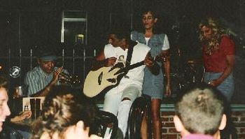 The <a href=http://eddiemugavero.com/music-88.html>first</a> known pic of BadaBing BadaBoom, performing at a writer's night- Jonathan's, Nashville, TN (Bob, Eddie, Bec, Mo..'95.) Jennie, C
