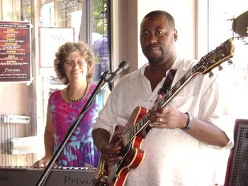 Accompanying Eddie Taylor Jr. at Junior's Lounge on Maxwell Street blues brunch 2007
