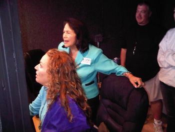 Dolores Huerta finalizes copy for political ad recorded in the HD Room
