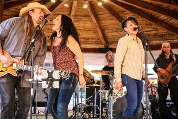 K Bolan, Jennifer Peterson, Mina Tank - Taos Plaza Live - Photo by Bill Moeller
