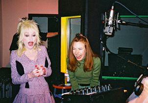 Dolly Parton and Bethany Owen taking the phrase "Girls Just Want To Have Fun" to heart during a recording session together in Nashville, TN.
