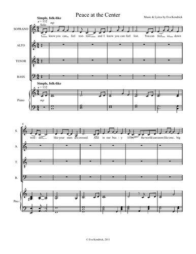 "Peace at the Center" (from Hymns for People), SATB (with solos), Piano