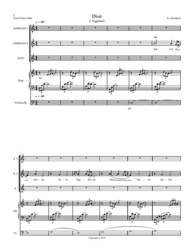 Disir" Full Score (SSA, Harp, Cello)
