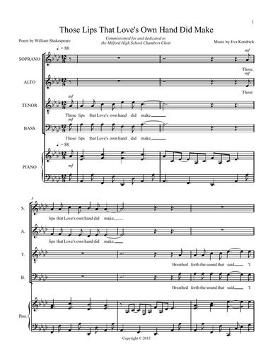 Those Lips That Love's Own Hand Did Make (SATB, Piano)