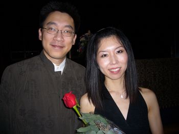 Here Miki Aoki and I again several years later after a performance.  We have joked that this looks like a portrait from Valentine's Day.
