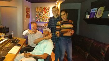 Recording session with producer "P" Washington, songwriter Peter Hlavin and singer Shevon Nieto. (Van Nuys, CA - 2019)
