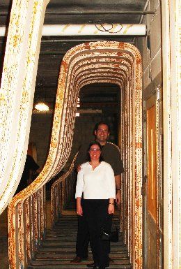 Mike & Diana inside a 9' tall hall of Steinway D rims
