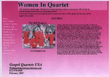 Bell Singers featured in the Women in Quartet Section of Gospel Quartets USA February 2007
