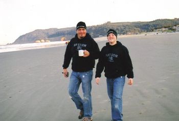 Sean & his son, Brayton......walking along Cannon Beach in Oregon.....in the Fall of 2007

