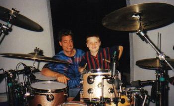 Sean's son Brayton with Dan Wojciechowski at age 6.....on a gig in Minneapolis
