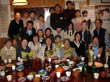 The gang at Ginga no Hotori in Sukagawa Fukushima, delicious!! natural foods! and organic sake!
