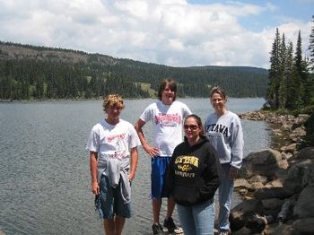 Chad, Cord, Tara, Phyllis on Grand Mesa, Colorado where our cabins lives!
