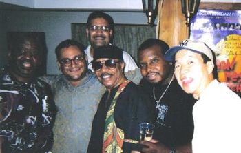 L-R:Bernard Purdie, RV, Ruben Rodriguez, Grady Tate, Gene Jackson and Shunzo Ohno. Ocean Blue Jazz Festival 1998 (Japan)
