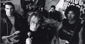 SOM: Will Becchina, Jim Fitzgerald, Greg Clarke, Frank Giordano - Brooklyn NY Rehearsal 1992.  Photo: Luigi Scorcia

