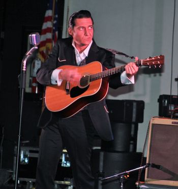 Shawn Barker as Johnny Cash. Cast shot of One Night in Memphis: Presley, Perkins, Lewis & Cash.
