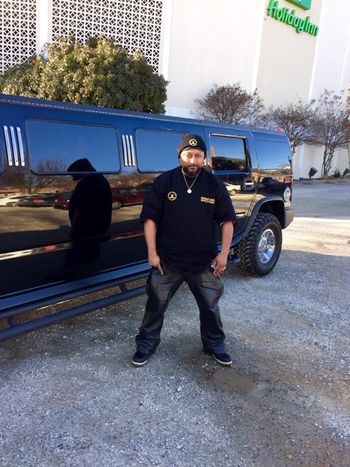 GRANDE GATO aka J.O.T. outside STRETCH HUMMER before 2015 LIVE SHOW at POURHOUSE(RALEIGH) HOSTED by his indie label J.O.T. RECORDS

