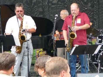 Doug Horn-sax  Ray Tini-bass  Rob Smith-sax with Terry Lower Sextet--2006 "Detroit International Jazz Festival" photo by Dave Koether
