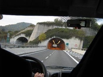 entering a tunnel in the alps on our way to a concert in Verbania (Northern Italy)
