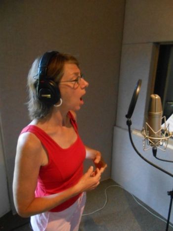 Karen knocking out her vocal part on "Anhedonia." (photo: Steve Thomas)
