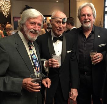 Jean-Michel Cousteau, Stan Waterman and PCD catch up at a Beneath the Sea Film Festival after party. Photo: Richard Morris.
