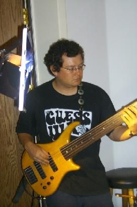 Sean on six string fretless bass...
