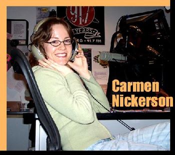 Carmen Nickerson smiles for photographer & label mate Chazz Dixon @ WMSE radio station
