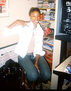 Candace Dixon takes a break during her recording session
