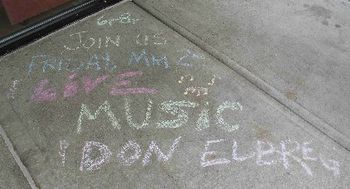 From performing at Starbucks at Southport Road and Emerson Avenue, on Friday, May 2nd, 2008 (Sidewalk art by a kind Starbucks barista)

