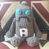 Wonky Jeremy The Broken Robot Butler knitted toy 
