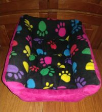 PB#808 - Pink Faux Suede Exterior with Black Multi Colored Puppy Paw Print Fleece Interior