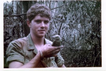 Somewhere in Vietnam after the bombs, after the firefight I tried to help this innocent recover, but the war got back in the way. - (Billy at 19/still a teen)
