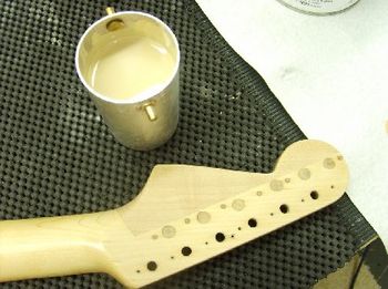 Some nitro lacquer maple shader is custom mixed
