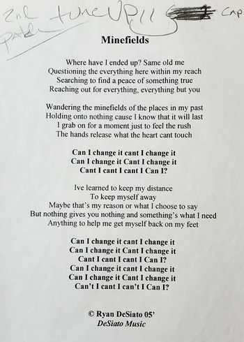 Ryan DeSiato 'Minefields' Lyrics
