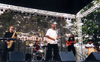 Dan Abreu, Tony Hall, Greg Luttrell, Mik Mersha, Yahuba Garcia at the 2002 NBA Rhythm N Rims travelling tour
