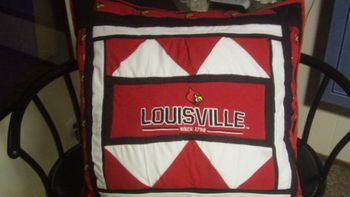 Giant U of L floor pillow (36" x 36", resting on 2 chairs) - $90
