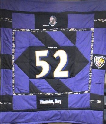 "Thanks, Ray" Ray Lewis display quilt (Purple & Black) - $75
