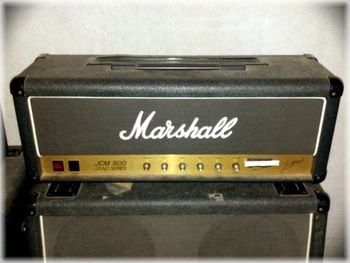 Marshall JCM-800 amp. This is a 100 watt head and it kicks ass..
