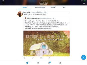 Ronnie Earl retweeted my review!!
